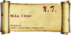 Nika Tibor névjegykártya